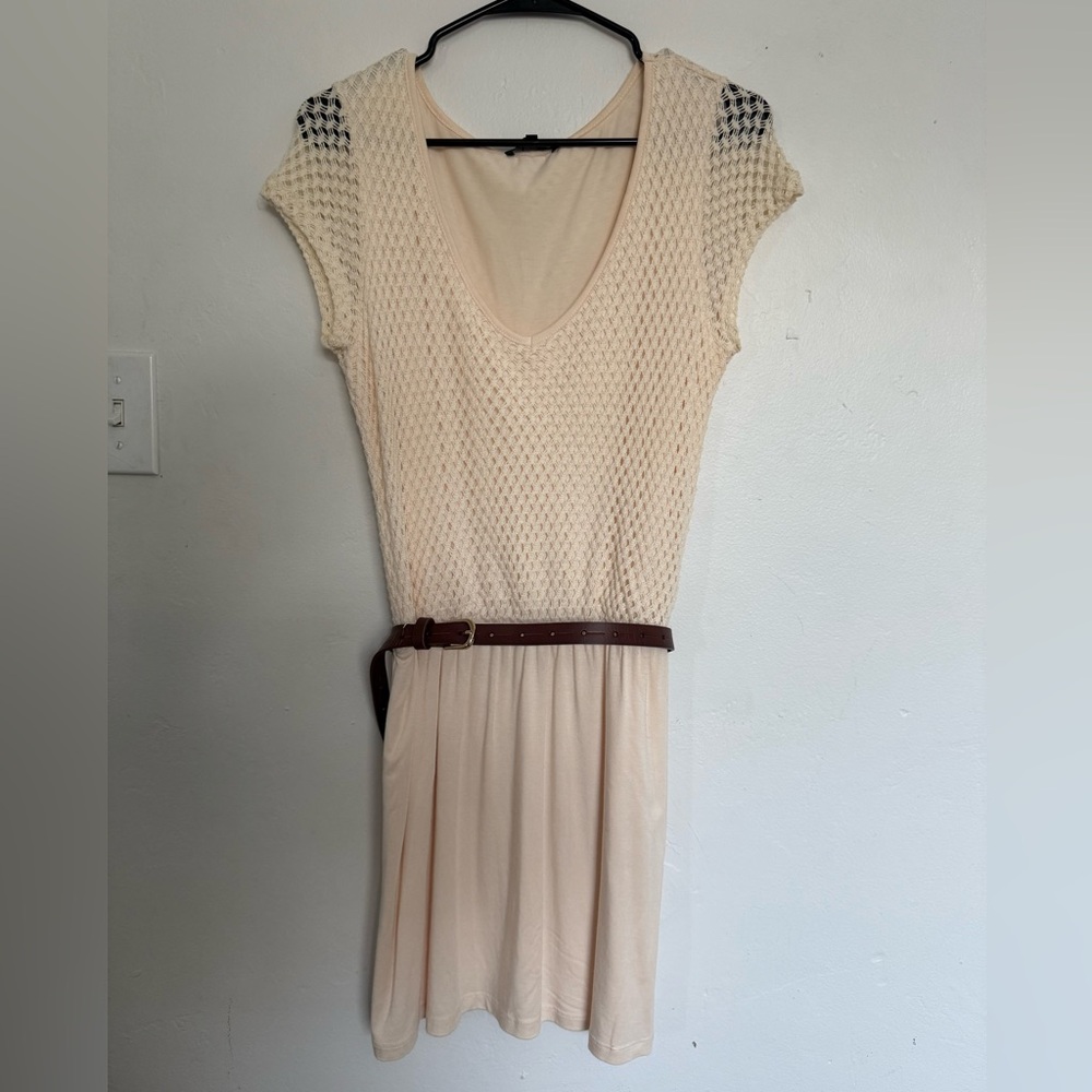 NWOT Tart Cream Knit Mini Dress with Belt from Anthropologie Women’s Size Small
